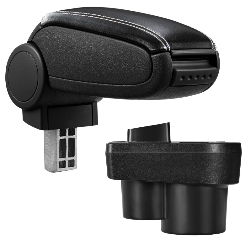 HTD058 + LC503 Accoudoir central Skoda Rapid avec compartiment de rangement imitation Leather Black avec couture blanche