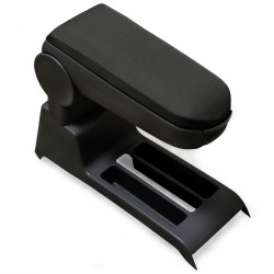 1136 Accoudoir central VW Polo 9N 9N2 9N3 avec compartiment de rangement, Couvercle en tissu noir 