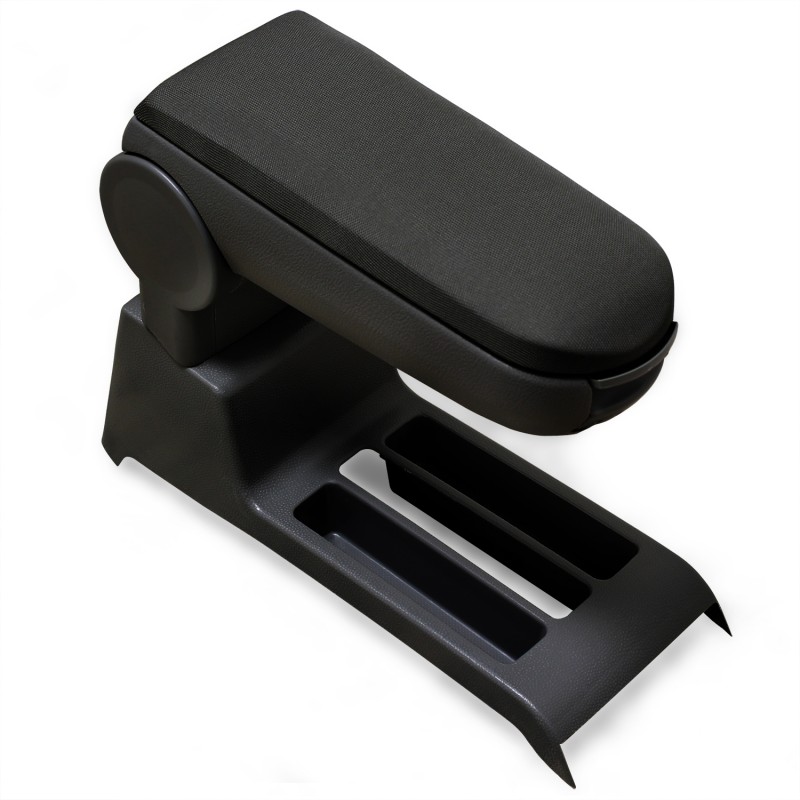 1136 Accoudoir central VW Polo 9N 9N2 9N3 avec compartiment de rangement, Couvercle en tissu noir 