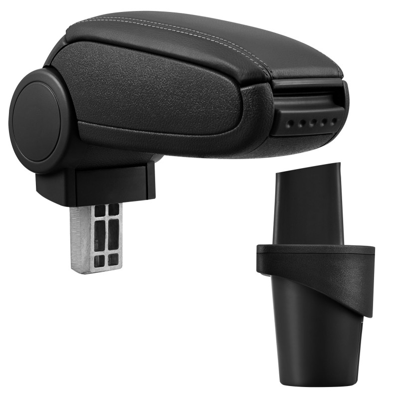 HTD009 + LC501 Accoudoir central VW Touran Caddy avec compartiment de rangement, Couvercle en simili cuir noir