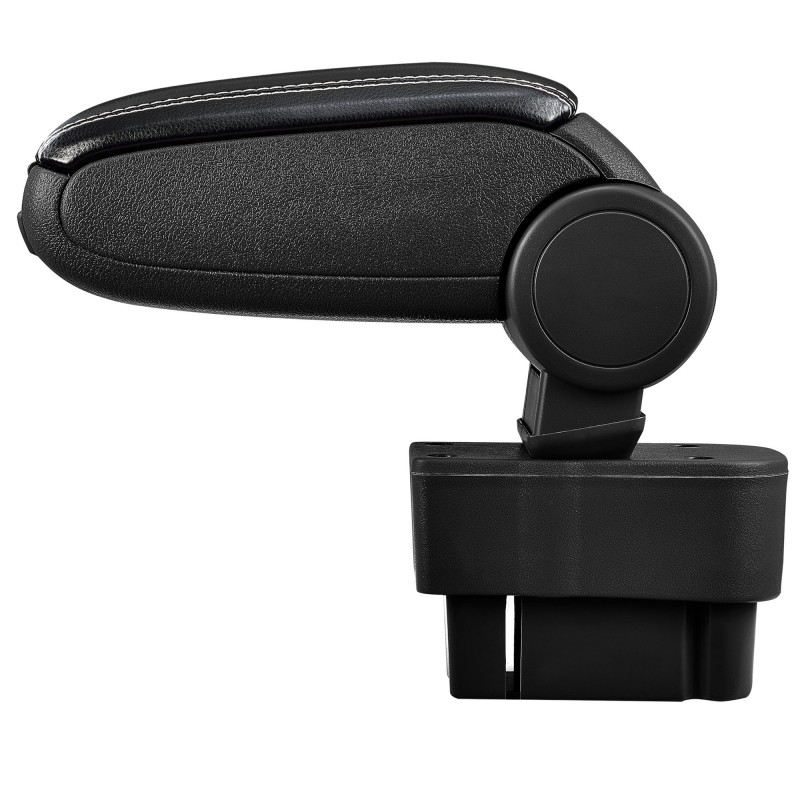 HTD005 + LC503 Accoudoir central Opel Corsa D with Storage compartment, Couvercle en simili cuir noir avec couture blanche