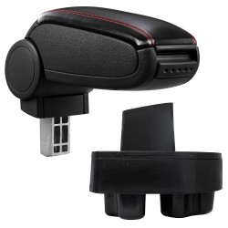 HTD004 + LC502 Accoudoir central Opel Corsa C avec compartiment de rangement Imitation leather Black avec couture rouge 