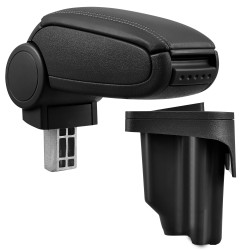 HTD013 + LC501 Accoudoir central BMW E46 avec compartiment de rangement Simili cuir noir