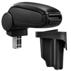 HTD013 + LC503 Accoudoir central BMW E46 avec compartiment de rangement imitation Leather Black White Stitching