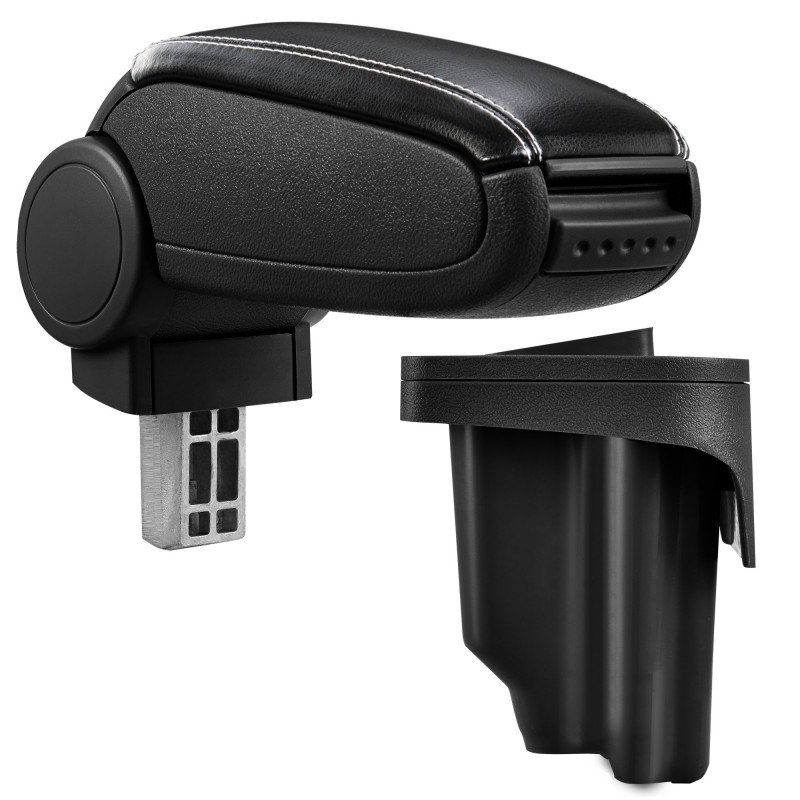 HTD013 + LC503 Accoudoir central BMW E46 avec compartiment de rangement imitation Leather Black White Stitching