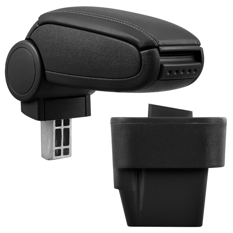 HTD007 + LC501 Accoudoir central Opel Astra H avec compartiment de rangement, Couvercle en simili cuir noir