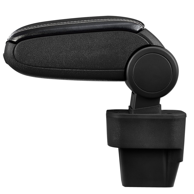 HTD007 + LC503 Accoudoir central Opel Astra H avec compartiment de rangement, Couvercle en simili cuir noir avec couture blanche