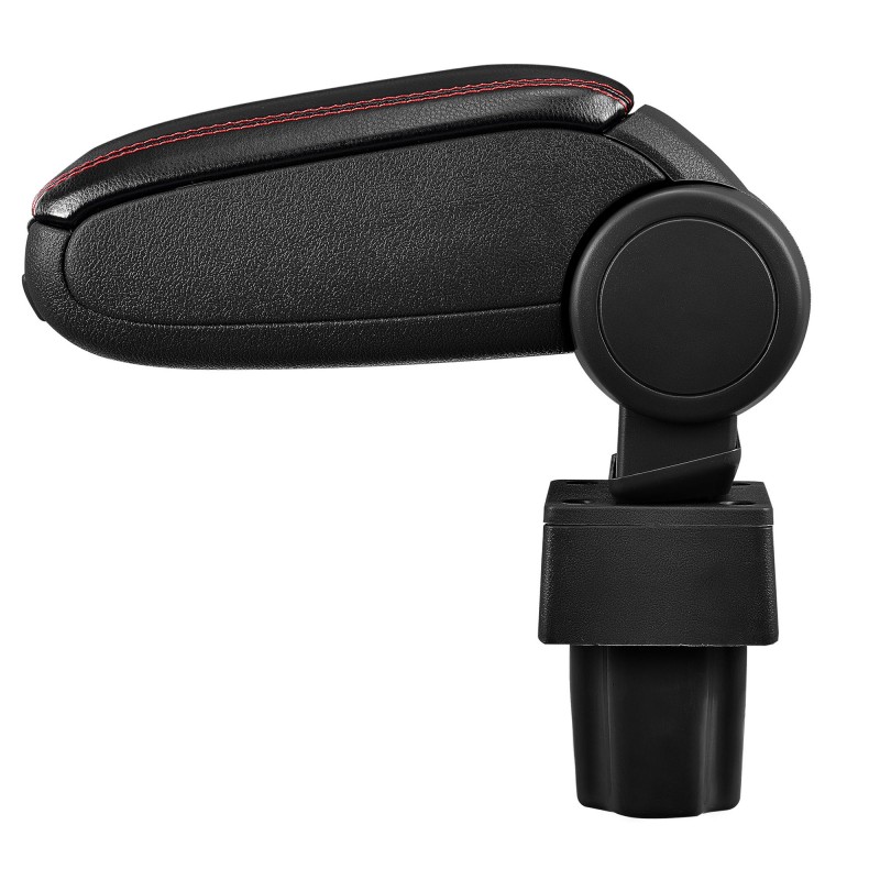 HTD006 + LC502 Accoudoir central Opel Astra G avec compartiment de rangement, Couvercle en simili cuir noir avec couture rouge 