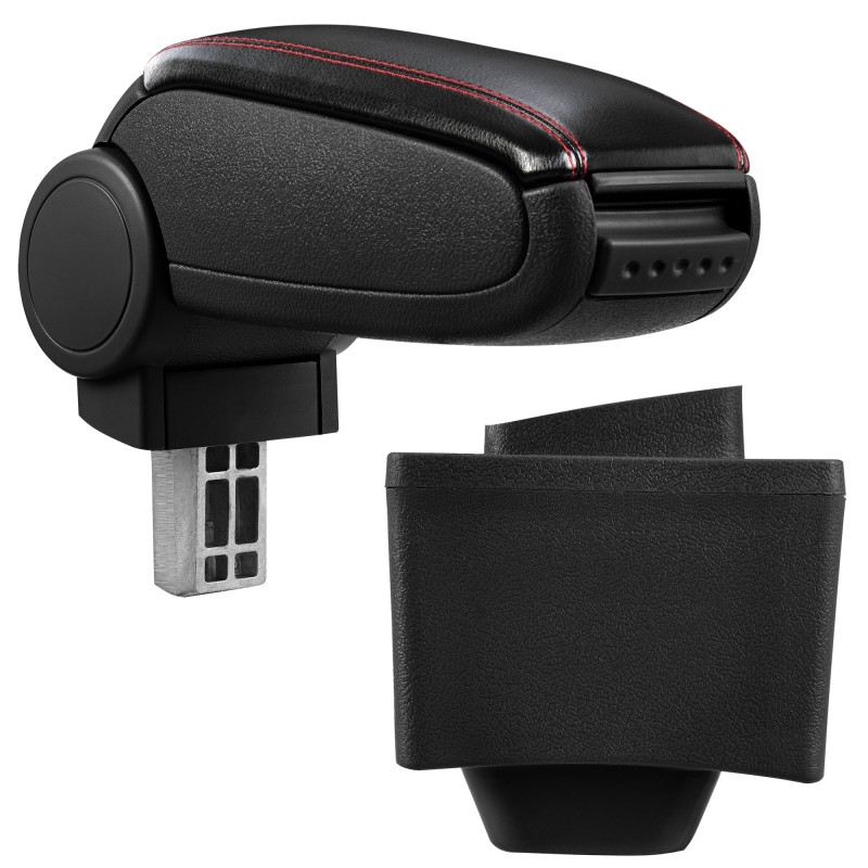 HTD003 + LC502 Accoudoir central Audi A3 S3 8L 96-03 avec compartiment de rangement imitation Leather Black avec couture rouge  
