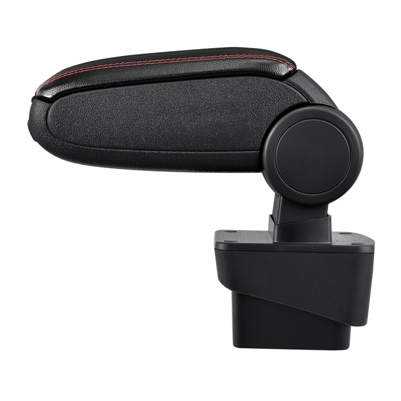 HTD042 + LC502 Accoudoir central Audi A1 avec compartiment de rangement, Couvercle en simili cuir noir avec couture rouge 