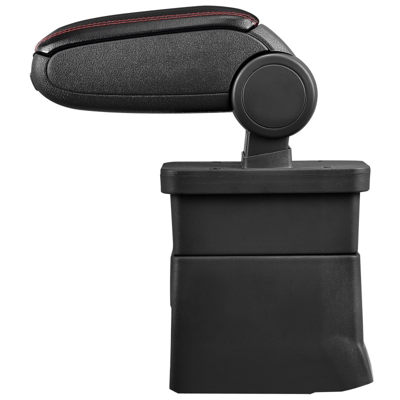 HTD018 + LC502 Accoudoir central Ford Ka avec compartiment de rangement, Couvercle en simili cuir noir avec couture rouge 