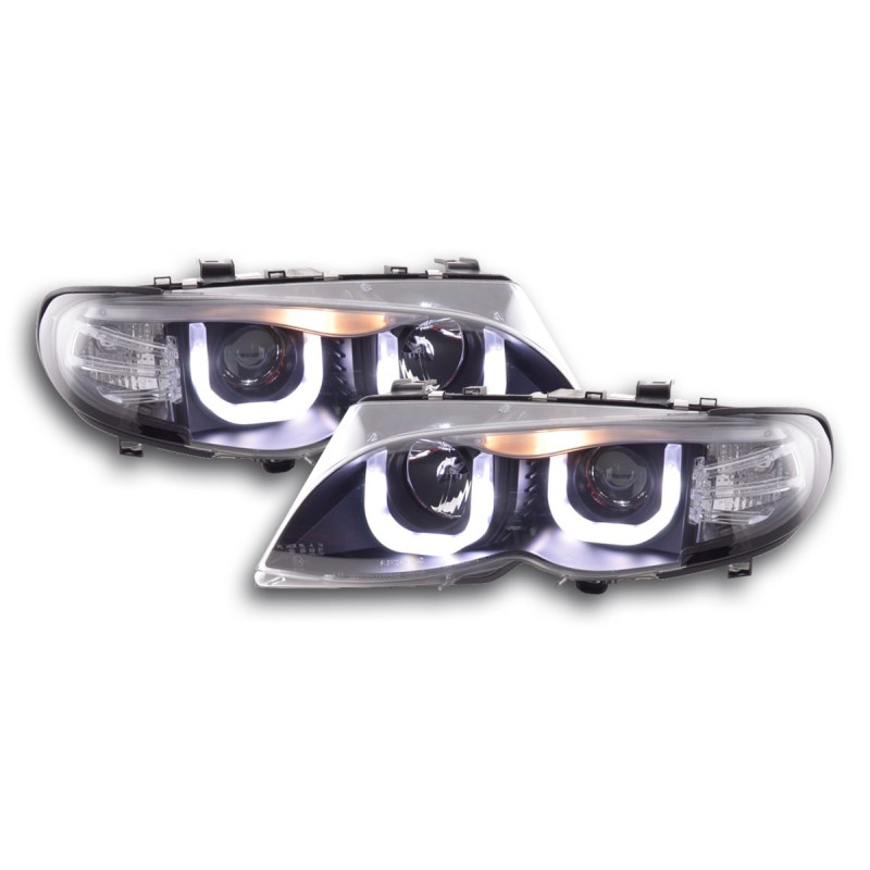 Phares Angel Eye BMW Série 3 E46 Limo / Touring 02-05 noir pour conduite à droite