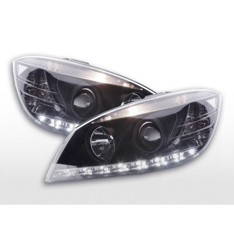 Phare Daylight LED DRL look Mercedes Classe C type W204 07-10 noir