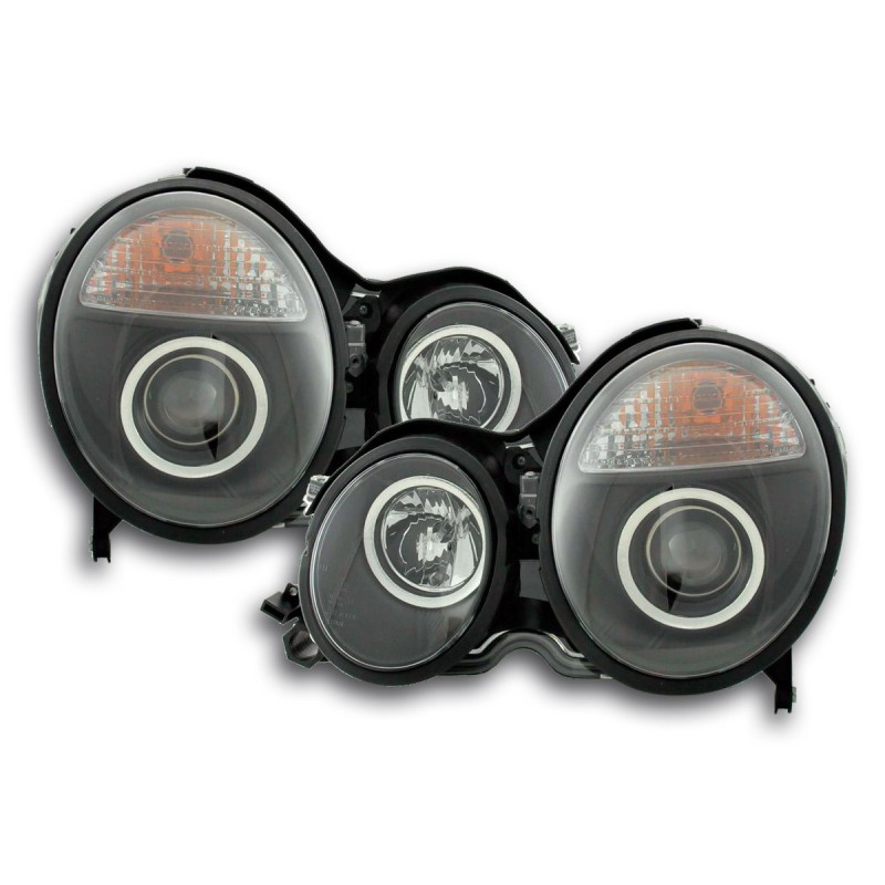 Jeu de phares Mercedes Classe E type W210 99-01 noir pour conduite à droite