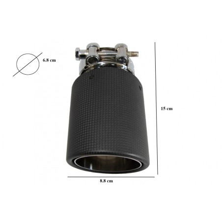 Universal Exhaust Muffler Tip Carbon Fiber Matte Finish Inlet 6.8cm / 2.67inch