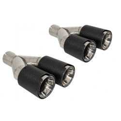 Universal Dual Twin Exhaust Muffler Tips Carbon Fiber Matte Finish Inlet 6cm/2.36inch