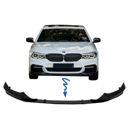 Front Bumper Spoiler Lip suitable for BMW 5 Series G30 Limousine G31 Touring (2017-2019) M Sport Design Piano Black