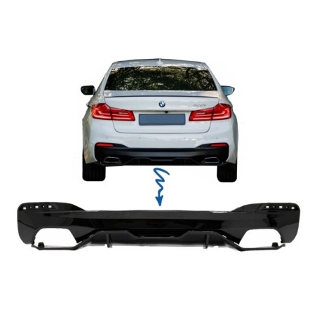 Rear Bumper Diffuser suitable for BMW 5 Series G30 G31 Limousine Touring (2017-up) M Performance Design Piano Black