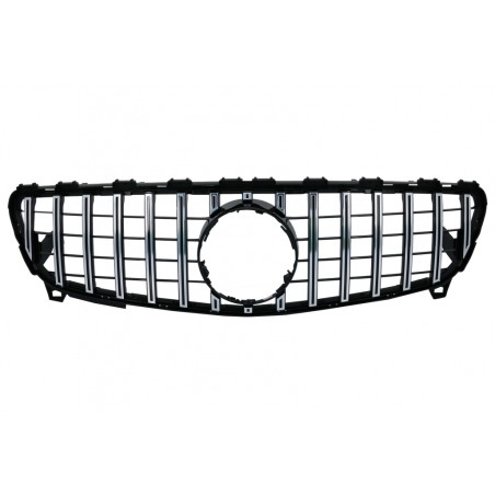 Central Grille suitable for Mercedes A-Class W176 Facelift (09.2015-2018) A45 GT-R Panamericana Design Black Chrome