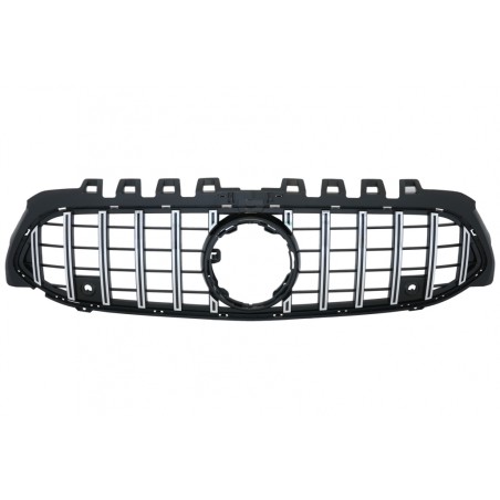 Central Grille suitable for Mercedes A-Class W177 Hatchback V177 Sedan (04.2018-up) GT-R Panamericana Design Black Chrome