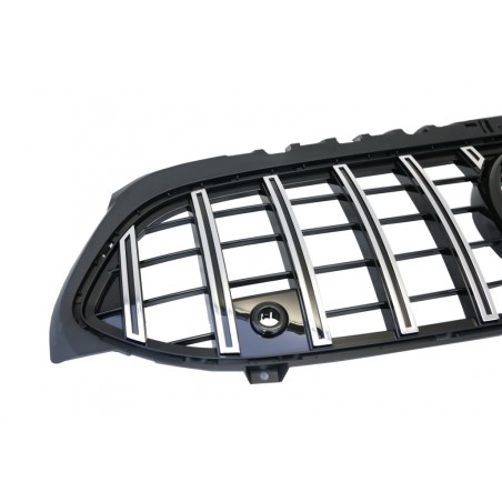 Central Grille suitable for Mercedes A-Class W177 Hatchback V177 Sedan (04.2018-up) GT-R Panamericana Design Black Chrome