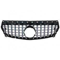 Front Central Grille suitable for Mercedes CLA C117 X117 W117 Facelift (2016-2018) CLA45 GT-R Panamericana Design Black Chrome