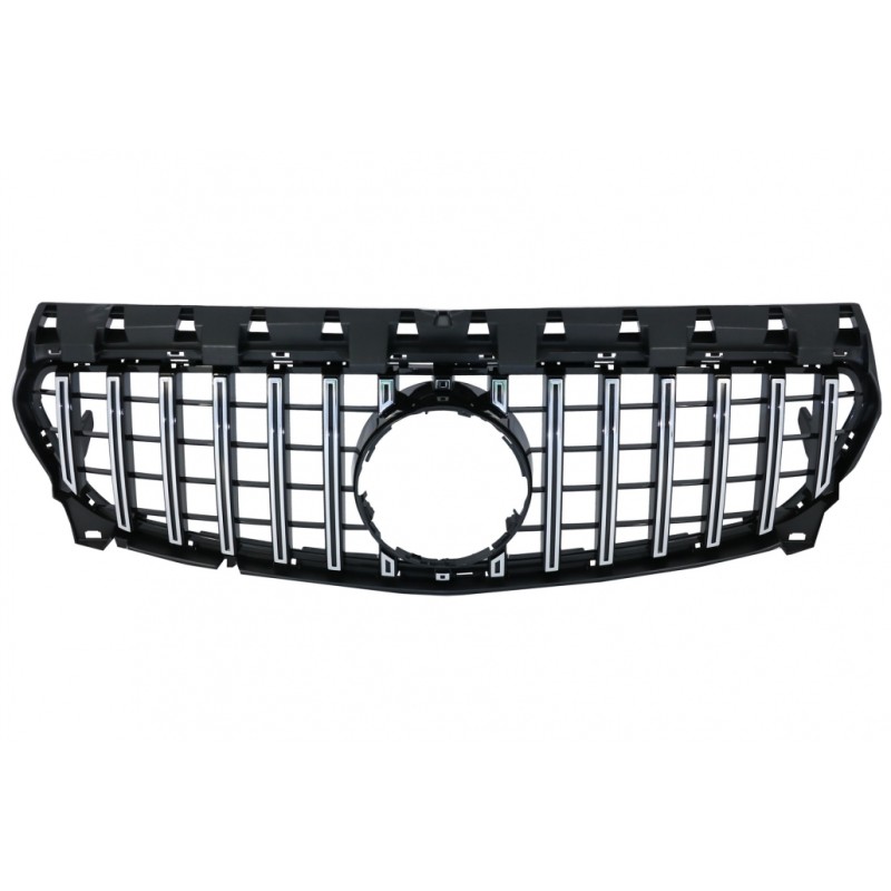 Front Central Grille suitable for Mercedes CLA C117 X117 W117 Facelift (2016-2018) CLA45 GT-R Panamericana Design Black Chrome