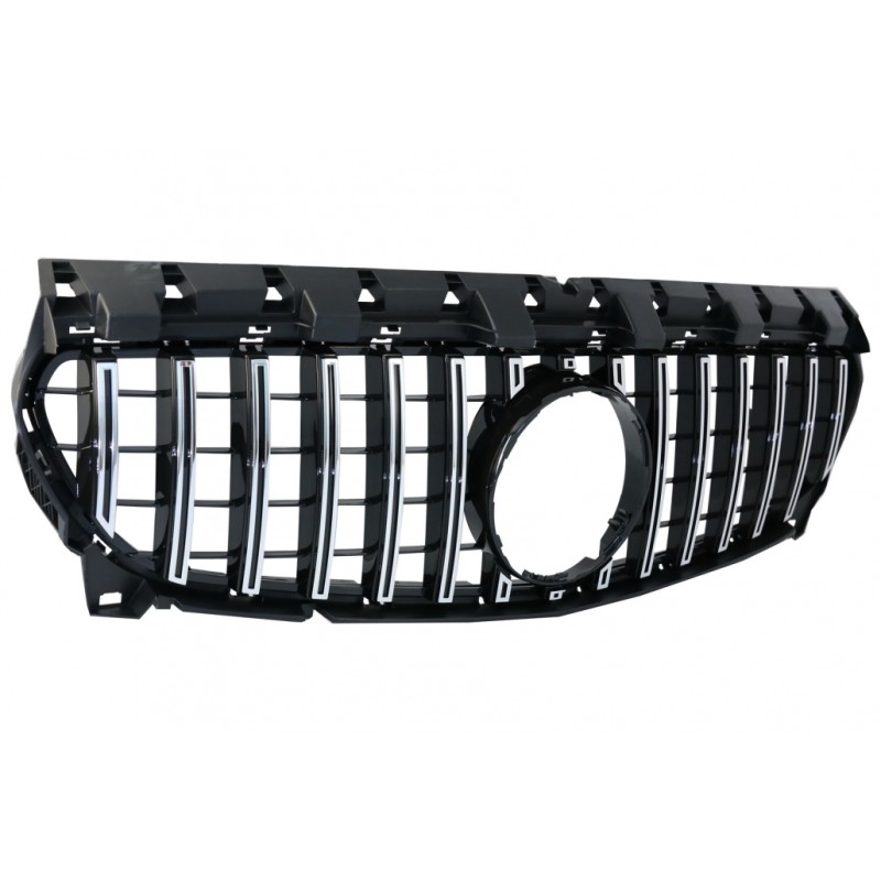 Front Central Grille suitable for Mercedes CLA C117 X117 W117 Facelift (2016-2018) CLA45 GT-R Panamericana Design Black Chrome
