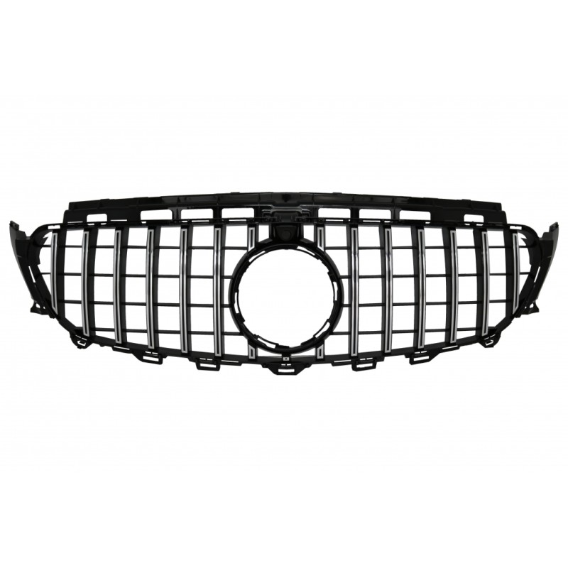 Central Grille suitable for Mercedes E-Class W213 S213 C238 A238 (2016-2019) GT-R Panamericana Design Black Chrome