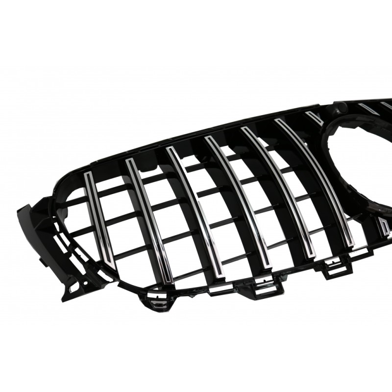 Central Grille suitable for Mercedes E-Class W213 S213 C238 A238 (2016-2019) GT-R Panamericana Design Black Chrome