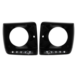 Black Headlights Covers with LED DRL Black Daytime Running Lights suitable for Mercedes G-Class W463 (1989-2012) G65 Design