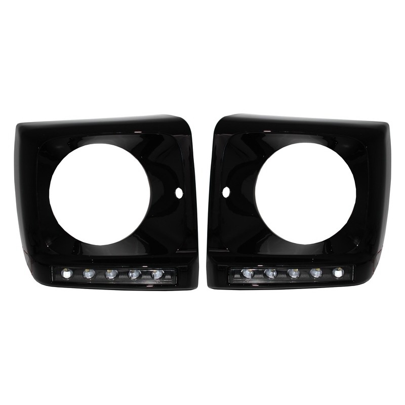 Black Headlights Covers with LED DRL Black Daytime Running Lights suitable for Mercedes G-Class W463 (1989-2012) G65 Design