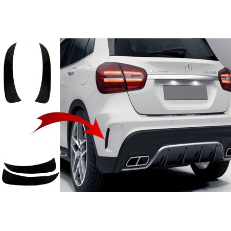 Rear Bumper Flaps Side Fins Flics suitable for Mercedes GLA X156 GLA250 GLA45 (2014-up) Black Edition