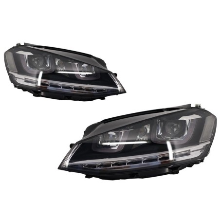 Headlights 3D LED DRL suitable for VW Golf 7 VII (2012-2017) Silver R-Line LED Flowing Dynamic Sequential Turning Lights RHD