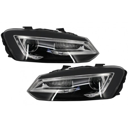 Headlights LED XENON HID suitable for VW Polo 6R 6C 61 (2011-2017) Light Bar Devil Eye Look