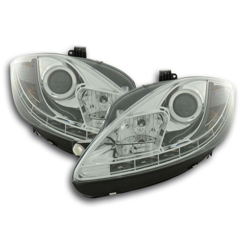 Phare Daylight LED DRL look Seat Leon 1P 09- chromé