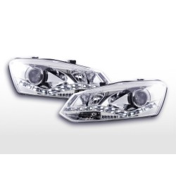 Phare Daylight LED Feux de jour LED VW Polo 6R 09- chromés pour conduite à droite