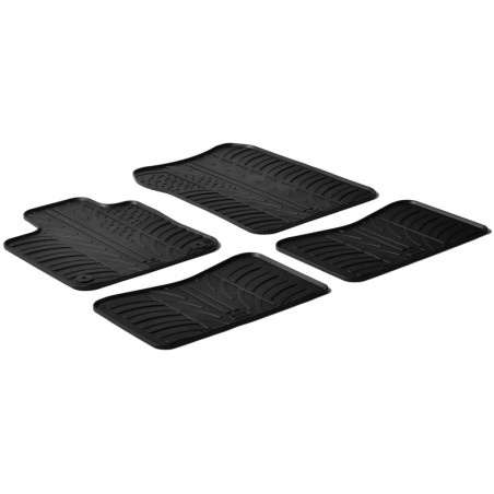 Set tapis de caoutchouc sur mesure pour Renault Twingo II 2007- (T profil 4-pièces + clips de montage)