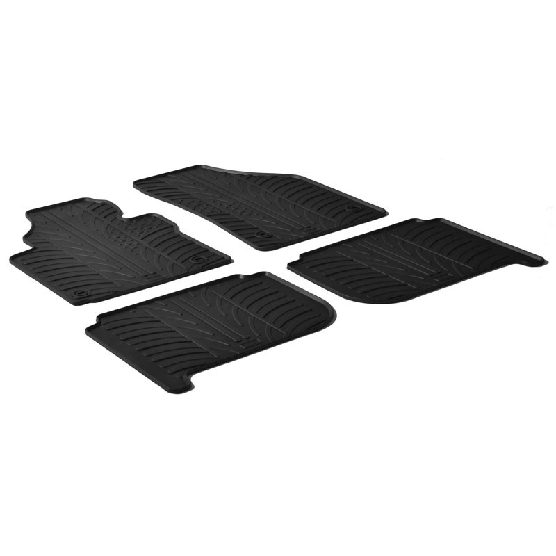 Set tapis de caoutchouc sur mesure pour Volkswagen Touran 2003-2015 (T profil 4-pièces + clips de montage)