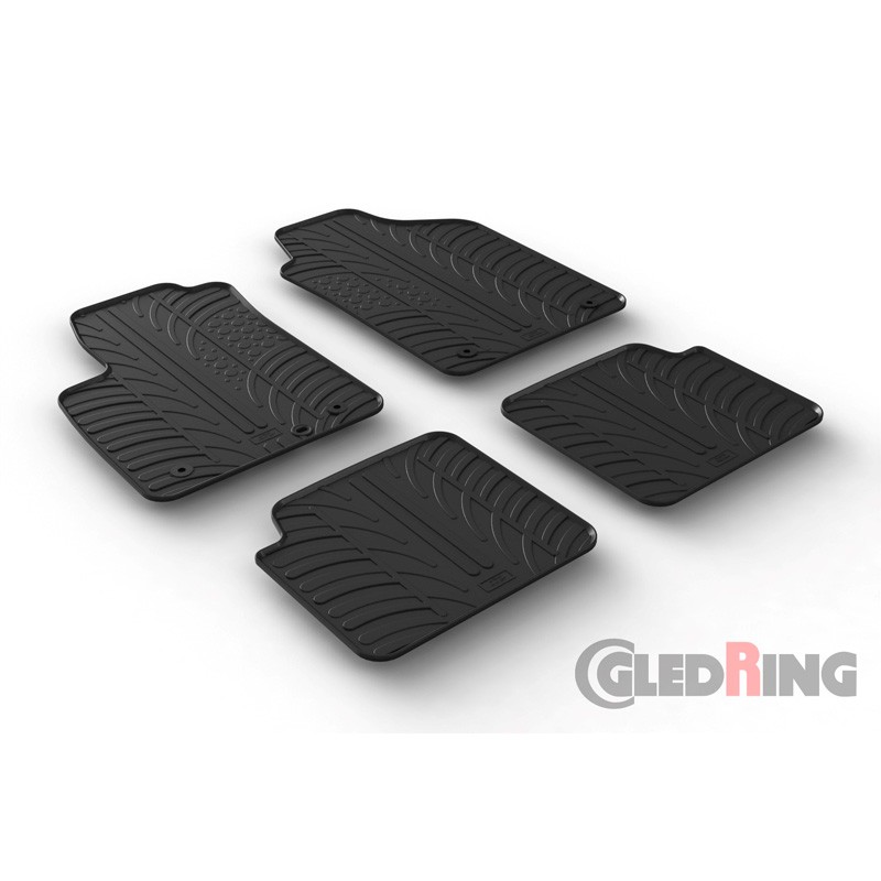 Set tapis de caoutchouc sur mesure pour Fiat 500 2013-2019 & 2019- (T profil 4-pièces)