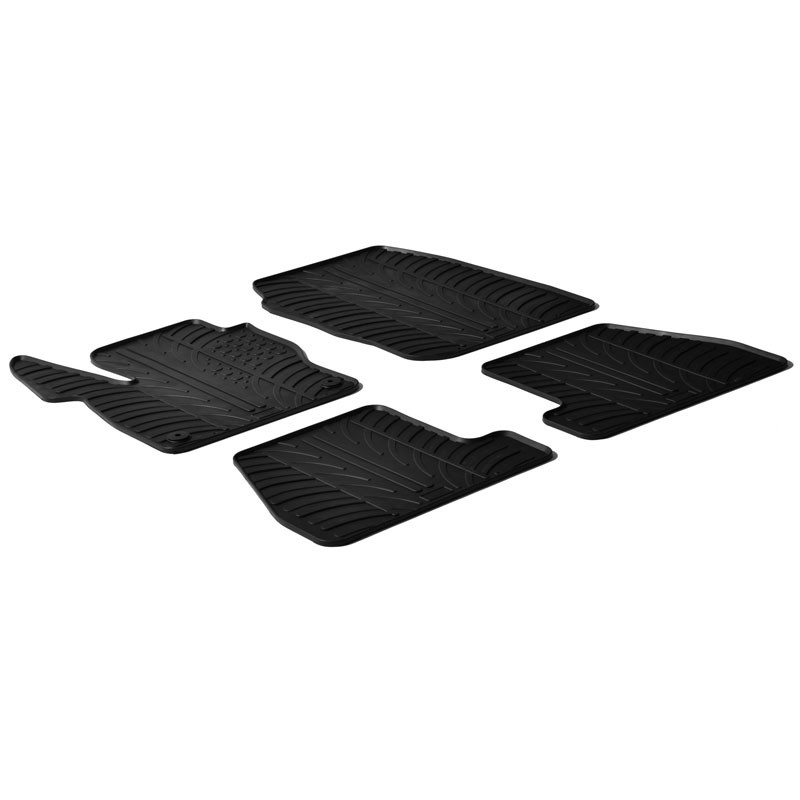 Set tapis de caoutchouc sur mesure pour Ford Focus 3/5 portes + ST 2011-2015 (T profil 4-pièces + clips de montage)