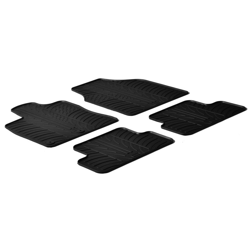 Set tapis de caoutchouc sur mesure pour Nissan Qashqai 2007-2013 (T profil 4-pièces + clips de montage)