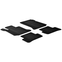 Set tapis de caoutchouc sur mesure pour Mercedes Classe-C W204 2007-2013 (T profil 4-pièces + clips de montage)