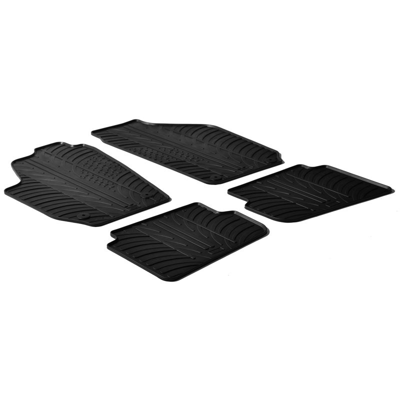Set tapis de caoutchouc sur mesure pour Skoda Fabia II 2007-2014 (T profil 4-pièces + clips de montage)