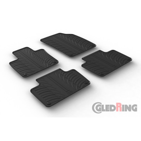Set tapis de caoutchouc sur mesure pour Volvo XC90 3/2015- (T profil 4-pièces + clips de montage)