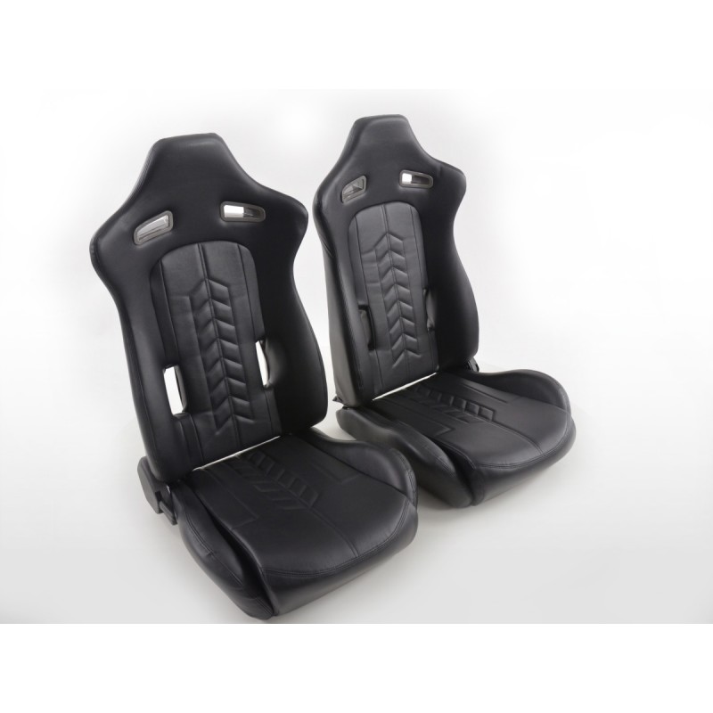 Sièges sport FK Sièges auto demi-coque en cuir synthétique noir couture noir