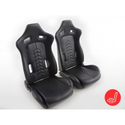 Sièges sport FK Sièges demi-coque de voiture en cuir synthétique noir avec siège chauffant