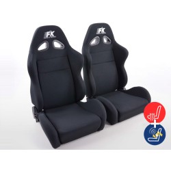 Sièges sport FK Sièges auto demi-coque en tissu Super-Sport noir avec chauffage et massage des sièges