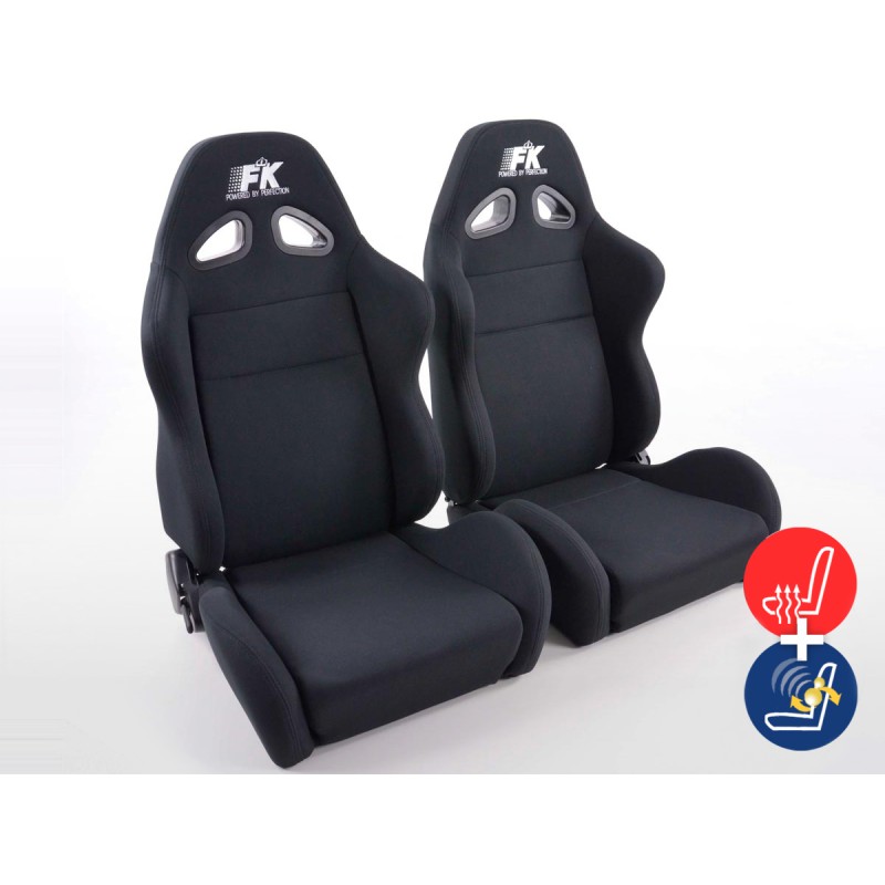 Sièges sport FK Sièges auto demi-coque en tissu Super-Sport noir avec chauffage et massage des sièges