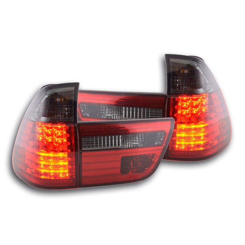 Kit feux arrières LED BMW X5 type E53 98-02 noir / rouge